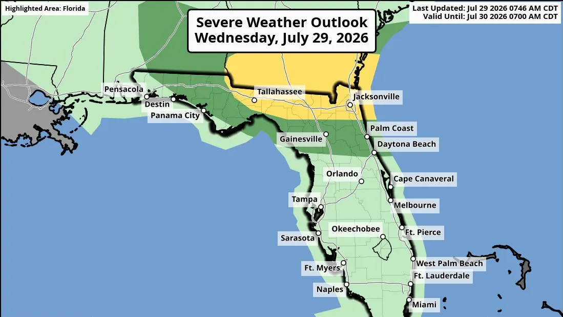 Tallahassee heat warning and severe storm forecast