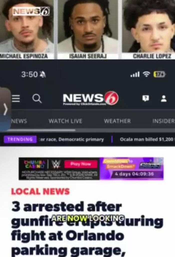 3 arrested after gunfire erupts during fight at Orlando parking garage, police say