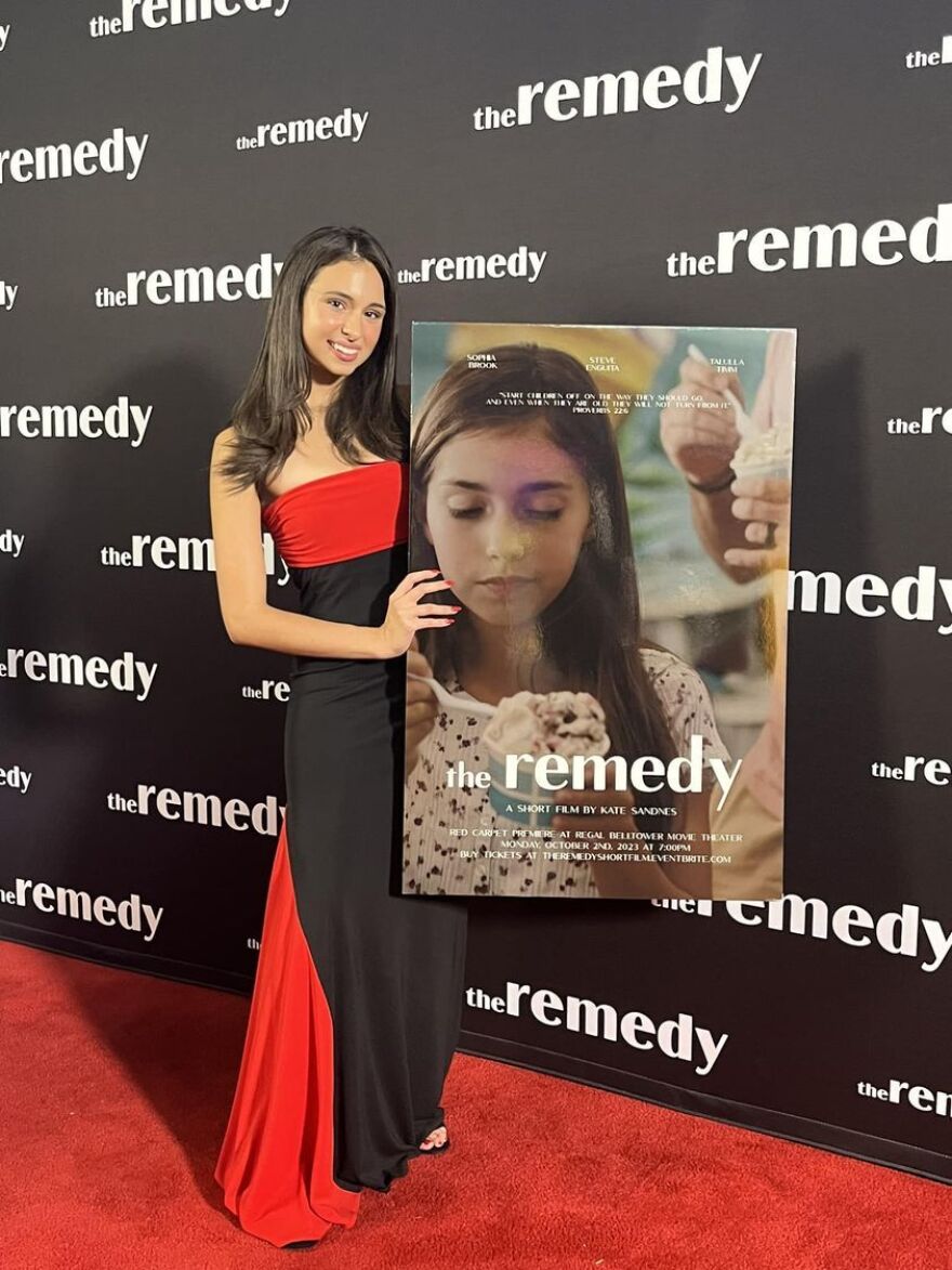 Sophia Brook on the red carpet at Bell Tower Cinema for the opening of 'The Remedy.'