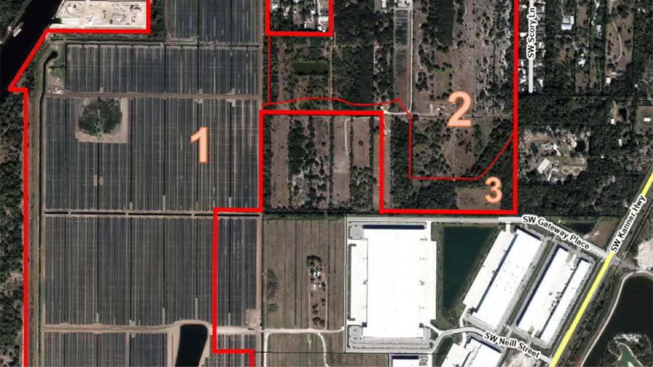 The Waterside site consists of three parcels located just west of Kanner Highway and south of Southwest 96th Street in Martin County.