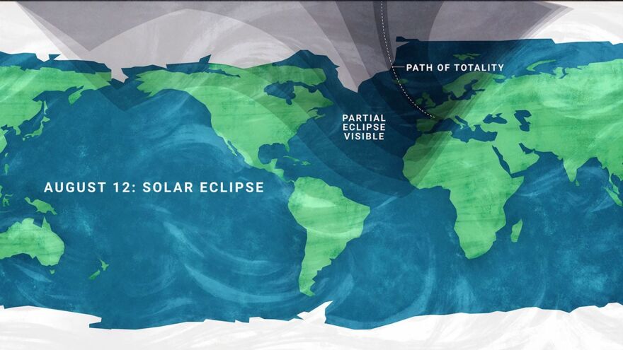 August 12, 2026 total solar eclipse map.
