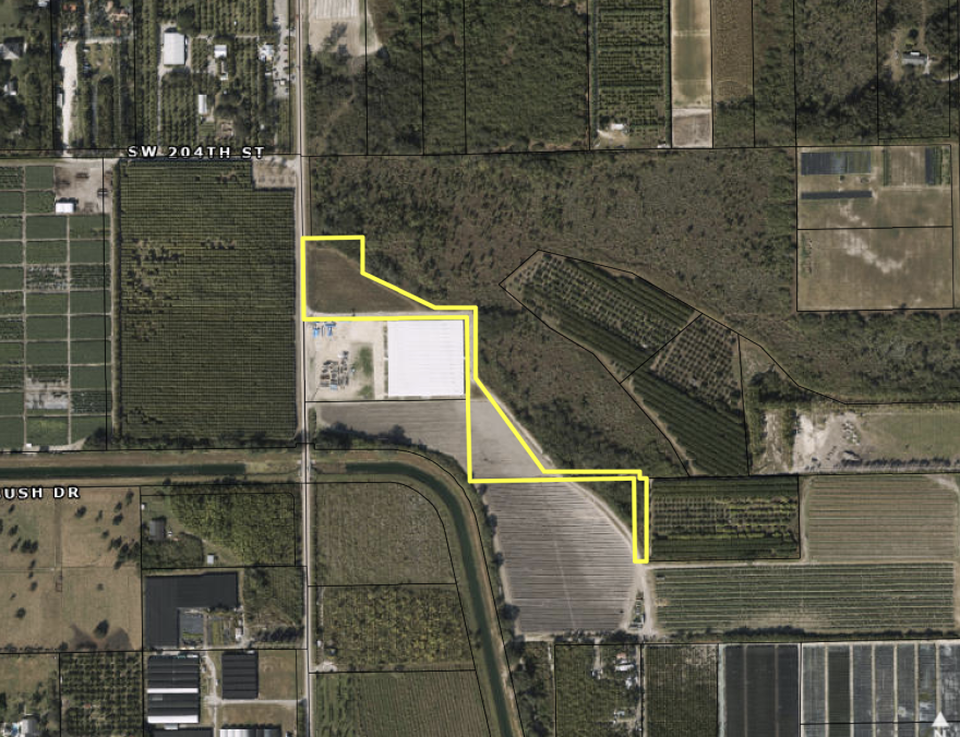 Five acres, outlined in yellow in the photo, near Southwest 147th Avenue and 204 Street, is being donated to help preserve endangered pine rockland.