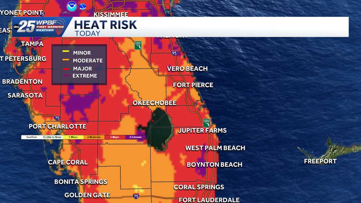 Heat advisory for South Florida with feels-like temps near 105