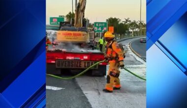 First responders battle tractor-trailer fire on Florida’s Turnpike in Plantation