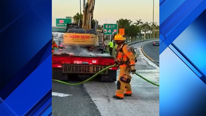 First responders battle tractor-trailer fire on Florida’s Turnpike in Plantation