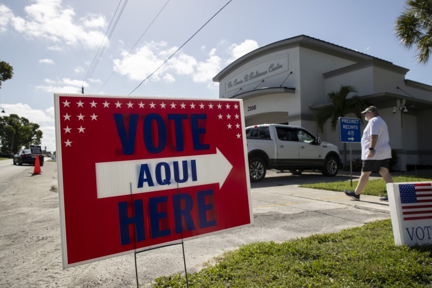 A Fort Myers voter approaches his precinct on Tuesday, Aug. 18, 2026, in Fort Myers.