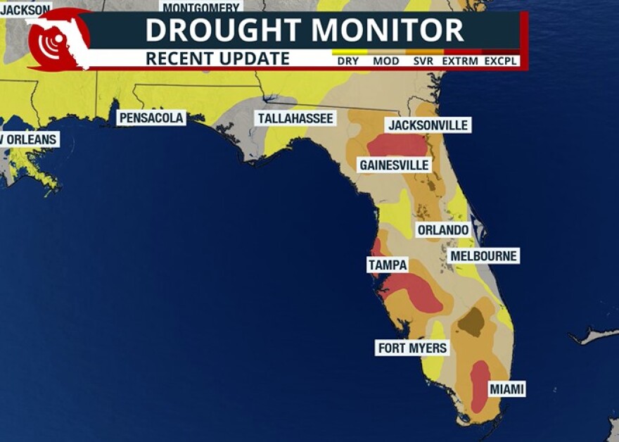 Florida drought monitor map as of mid-August.
