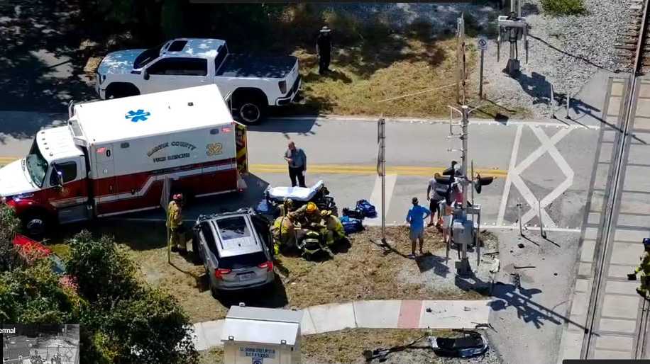 SUV and Brightline train collide in Hobe Sound; Driver injured