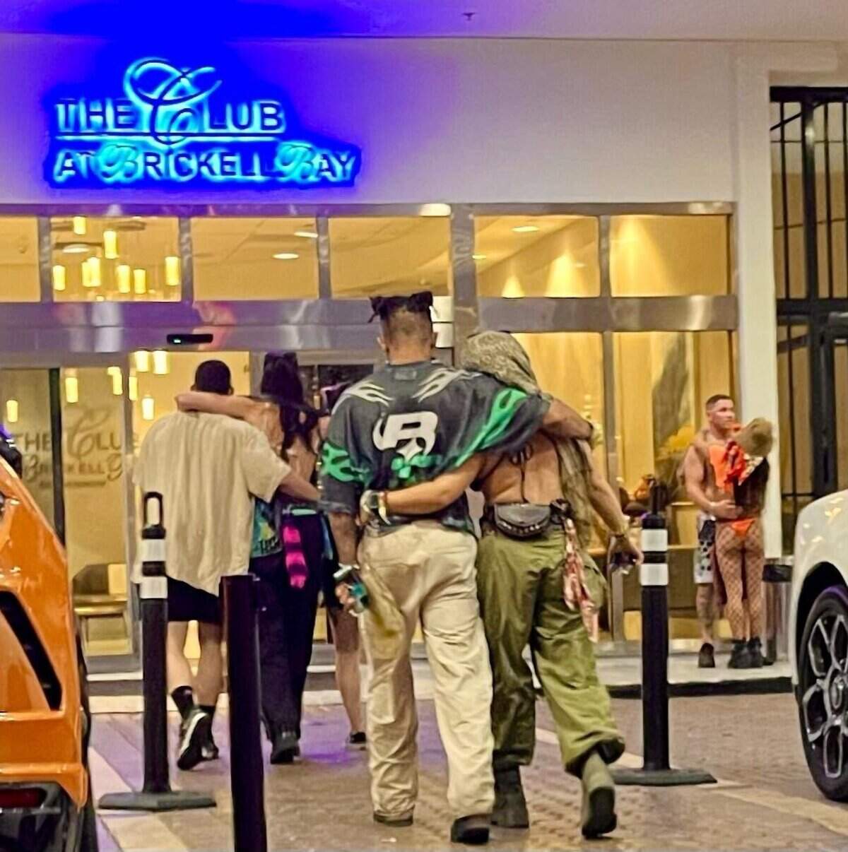 Partygoers stumble back at 4 a.m. March 30, 2026, to The Club at Brickell Bay, 1200 Brickell Bay Dr., Miami.