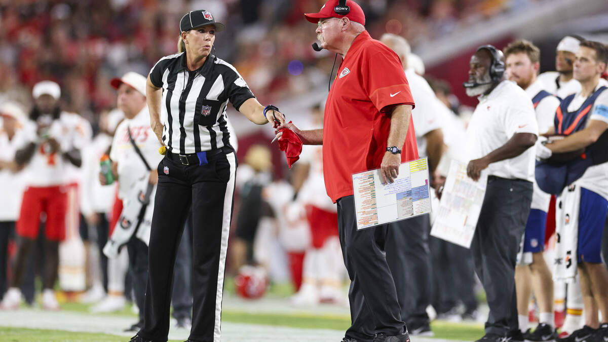 Kansas City Chiefs head coach Andy Reid throws a challenge flag during the second quarter of a preseason NFL game at Raymond James Stadium in Tampa on Saturday, Aug. 22, 2026. Kansas City Chiefs head coach Andy Reid throws a challenge flag during the second quarter of a preseason NFL game at Raymond James Stadium in Tampa on Saturday, Aug. 22, 2026.