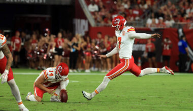 Butker drills 69-yard kick but misses key shorter attempts