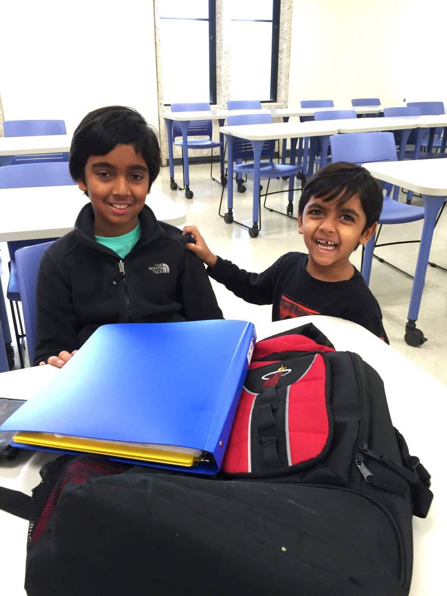Nathan as a Miami Dade College student with younger brother Noah.