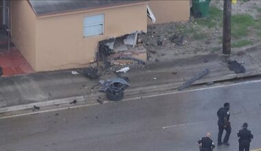 1 hospitalized after car crashes into side of building in Opa-locka