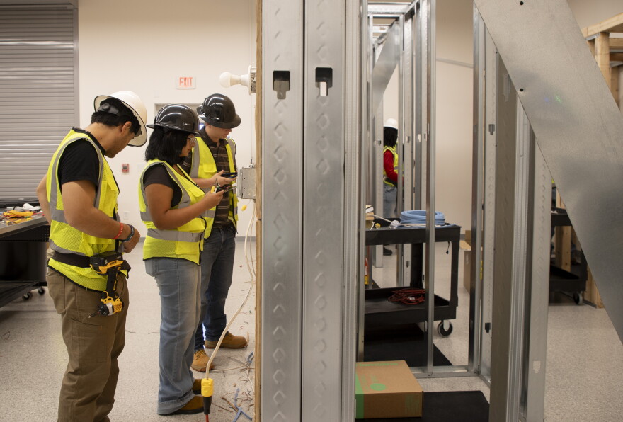 Students in the electrician program at the Heights Career Tech Institute work in the lab on Friday, Aug. 28, 2026, in Fort Myers.