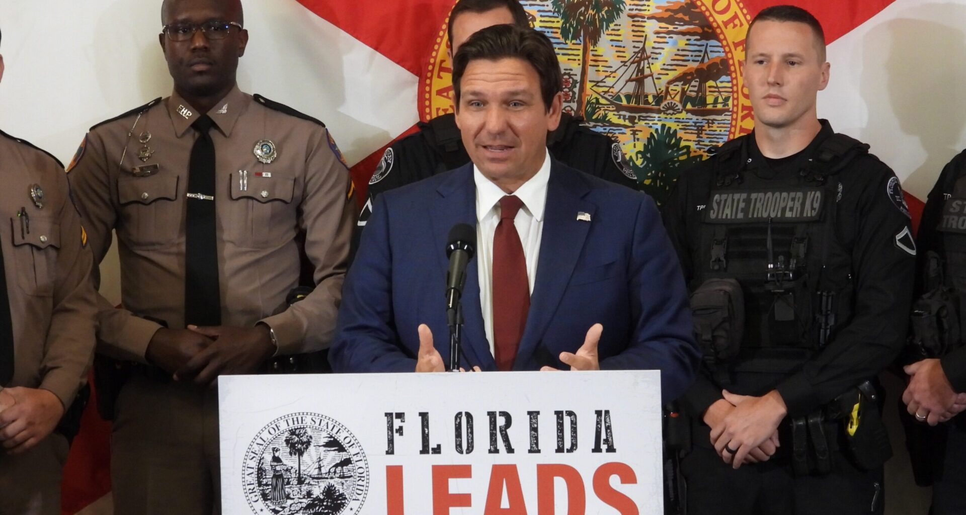 Governor Ron DeSantis in Tampa // Chris Young, WMNF News, 5/12/2025