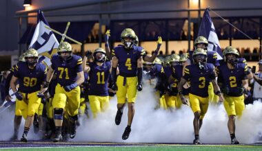 Ohio State commit Jaden Carey of St. Thomas Aquinas returned an interception for a touchdown in the Raiders' victory over DeSoto in the Broward County Showcase. (PHOTO: Jeff Klein)