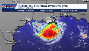 Potential Tropical Cyclone Five in Gulf; Dolly moves toward Florida