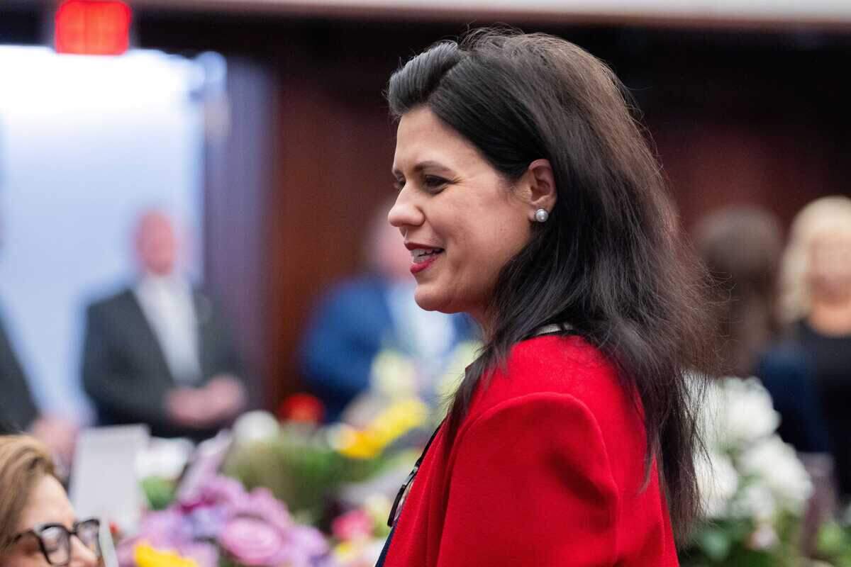 Sen. Ana Maria Rodriguez speaks with her fellow senators during opening day of the Florida legislative session on Tuesday, March 4, 2025.
