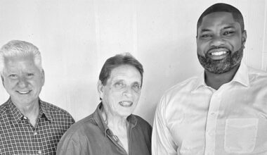 Fort Myers Pastor Gaspar Anastasi (center) poses between former Lee Health chairman David Klein and Congressman Byron Donalds during the latter&rsquo;s recent tour of Anastasi&rsquo;s controversial drug rehab center. Photo:Facebook/ByronDonalds