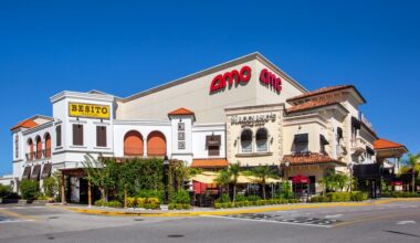 Westshore Plaza in Tampa, with AMC Theatres and restaurants along the mall’s exterior.