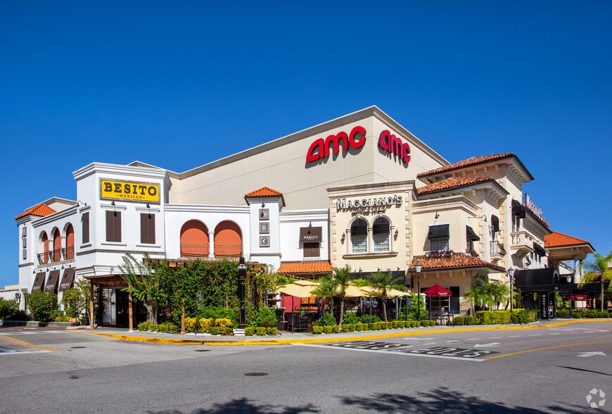 Westshore Plaza in Tampa, with AMC Theatres and restaurants along the mall’s exterior.