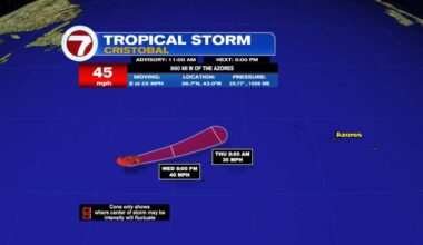 Tropical Storm Cristobal forms in the Atlantic Ocean well away from the Azores - WSVN 7News | Miami News, Weather, Sports