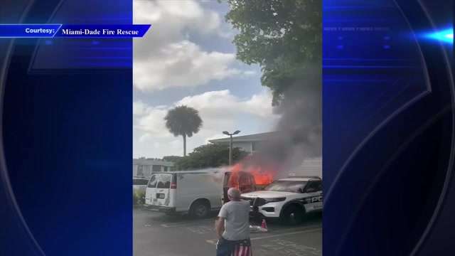 Crews put out van fire near Hammocks intersection; no injuries reported - WSVN 7News | Miami News, Weather, Sports