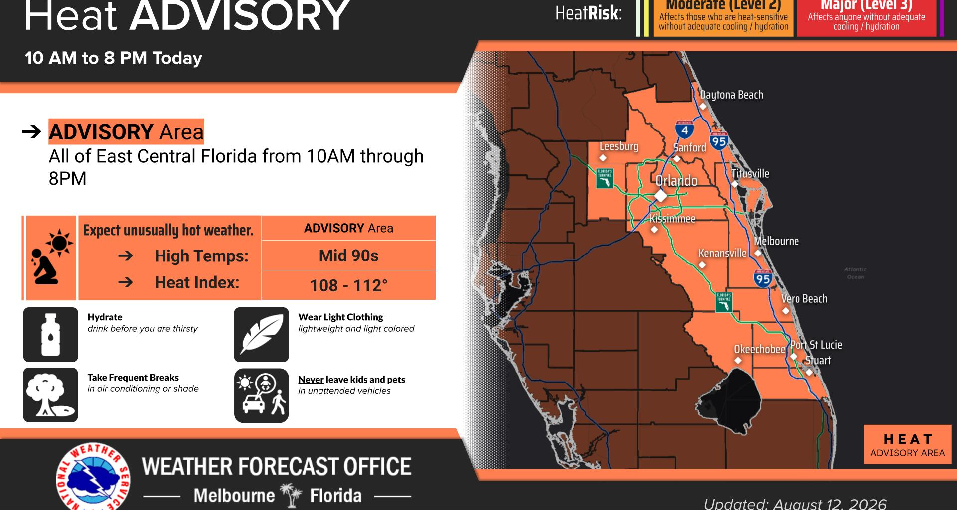 Heat advisory for east Central Florida begins at 10a – Orlando Sentinel