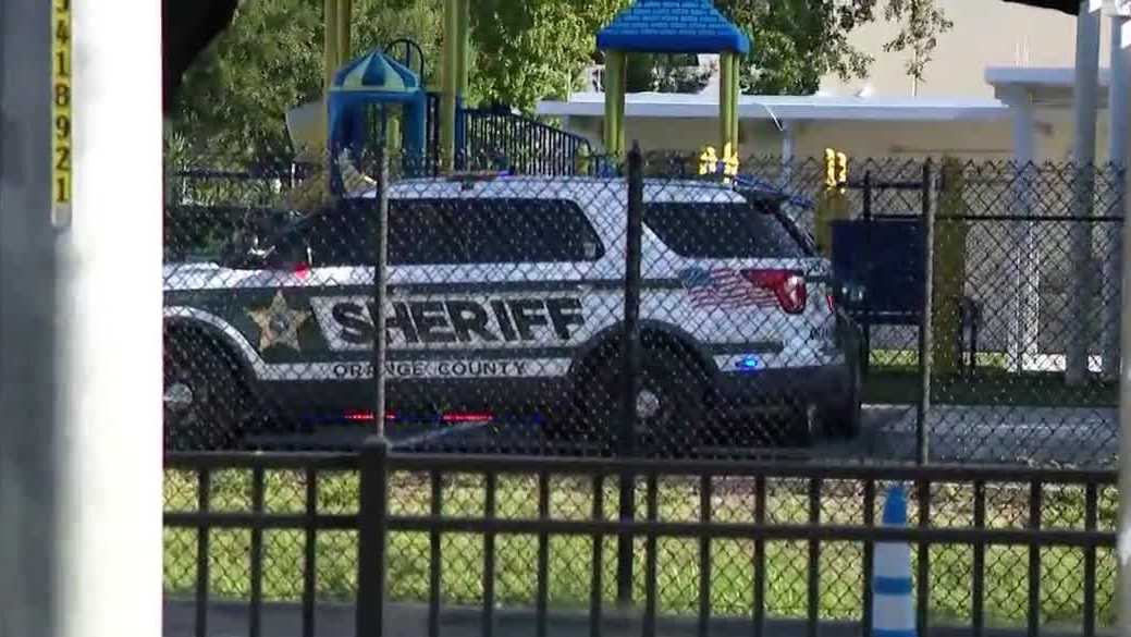 Large law enforcement scene at Dr. Phillips Elementary School