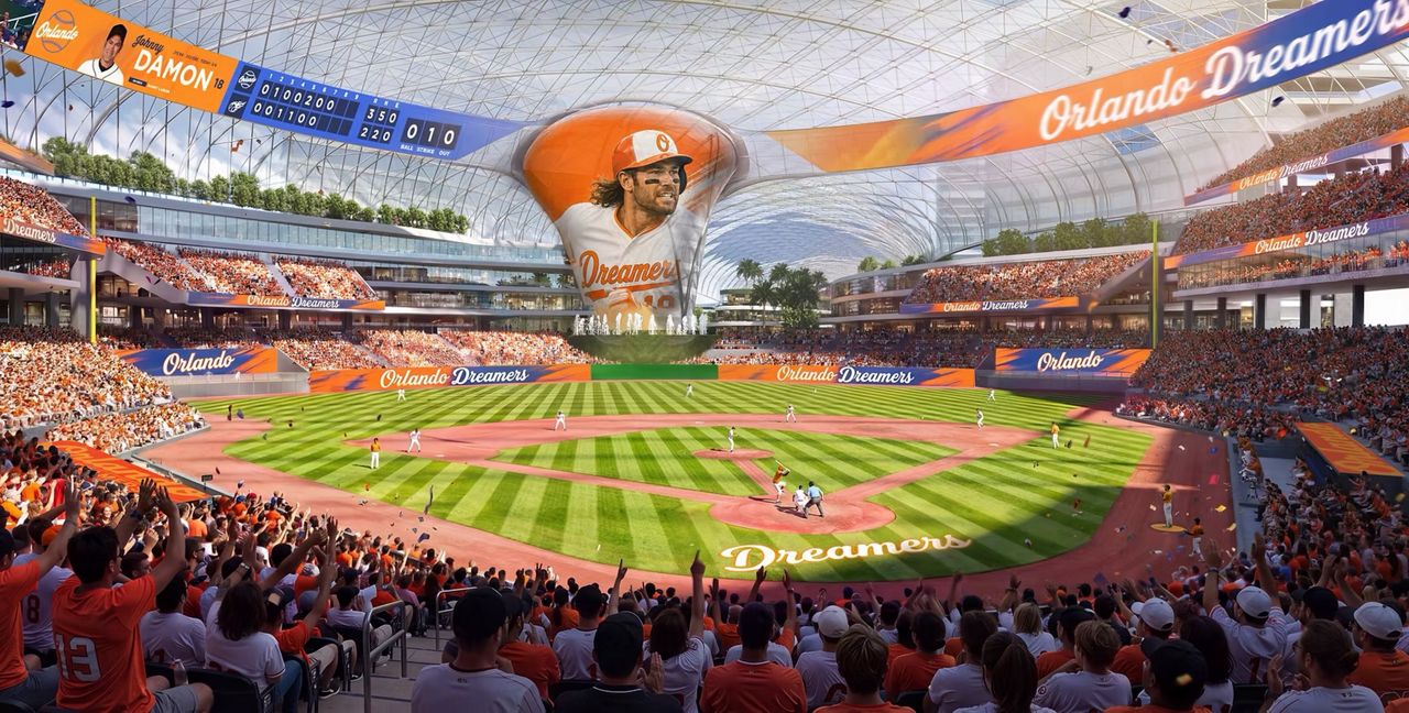 Renderings of Orlando Dreamers proposed a 45,000-seat Major League Baseball Stadium near I-Drive and the 528. (Orlando Dreamers)
