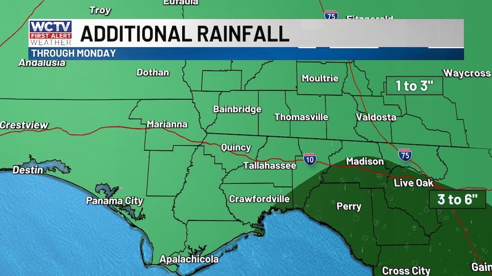Highest rainfall totals in the southeast Big Bend. Areawide 1 to 4 inches, with some higher...
