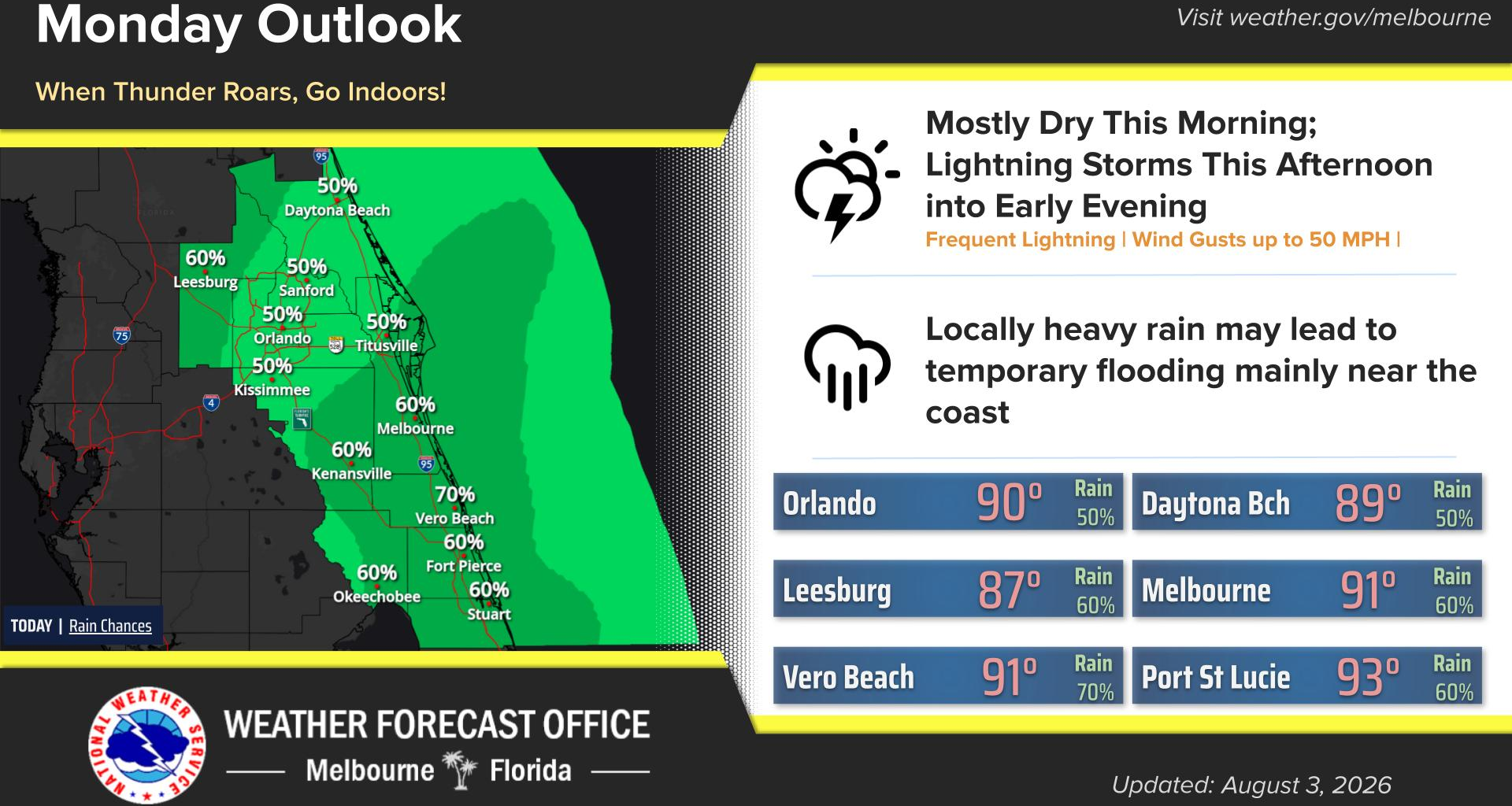 Lightning storms expected for early afternoon and evening – Orlando Sentinel