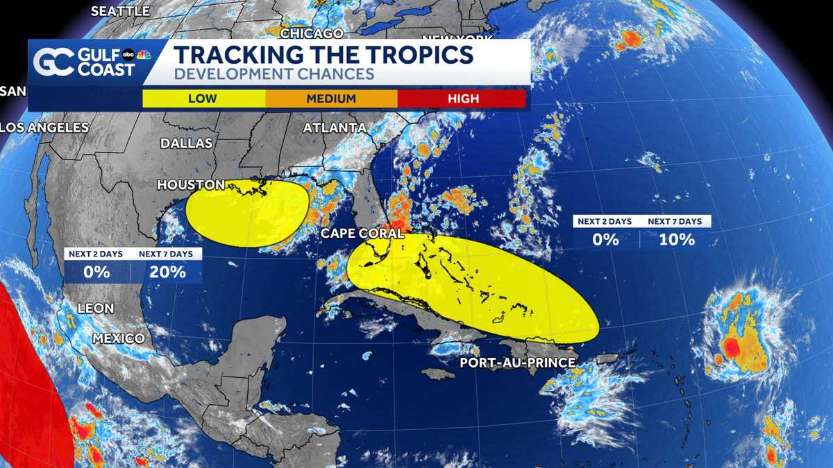 Tracking the Tropics: Two areas for potential tropical development