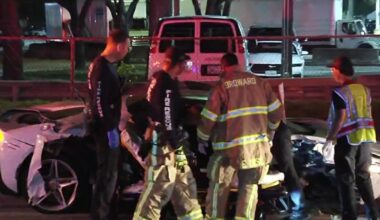 White Ferrari destroyed in crash that sent woman to hospital in Fort Lauderdale – NBC 6 South Florida