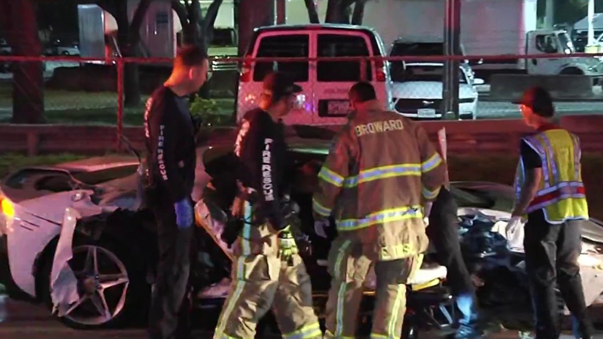 White Ferrari destroyed in crash that sent woman to hospital in Fort Lauderdale – NBC 6 South Florida