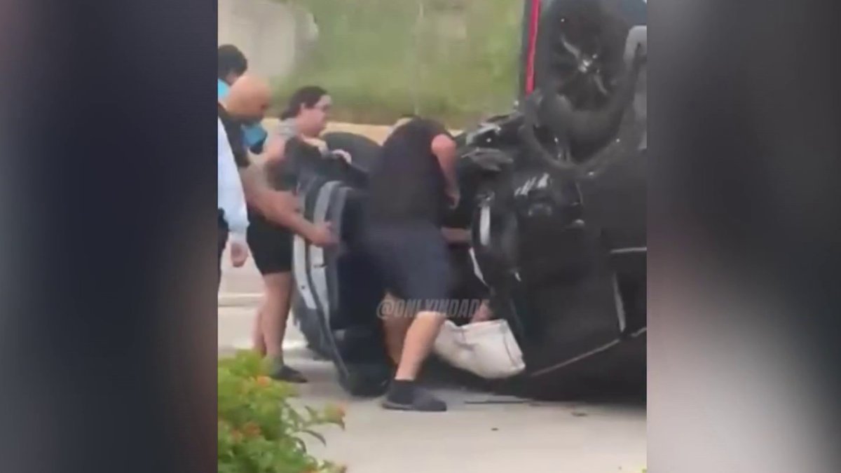 Cellphone video captures aftermath of rollover crash in Southwest Miami-Dade – NBC 6 South Florida
