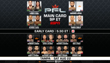 PFL TAMPA PRESENTED BY VISIT ST. PETE-CLEARWATER FULL CARD CONFIRMED FOR AUGUST 22 AT BENCHMARK INTERNATIONAL ARENA thumbnail
