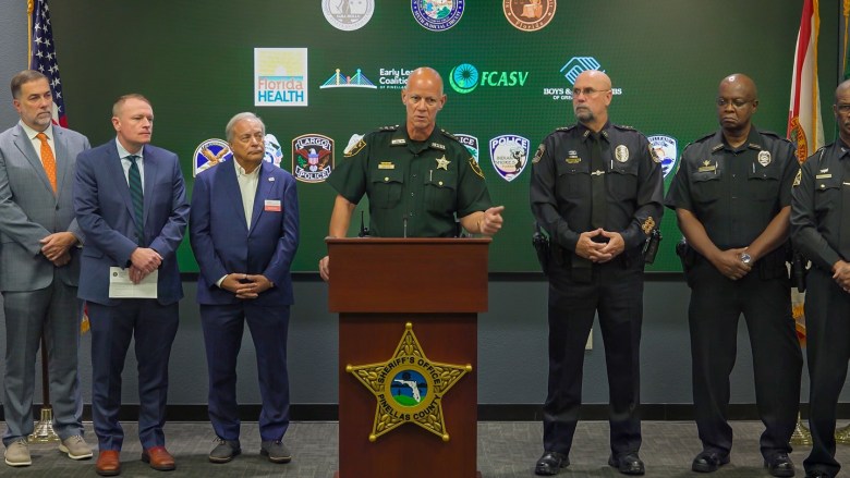 Pinellas County Sheriff's Office press conference announcing free Parent ProTech online safety subscription for local families.