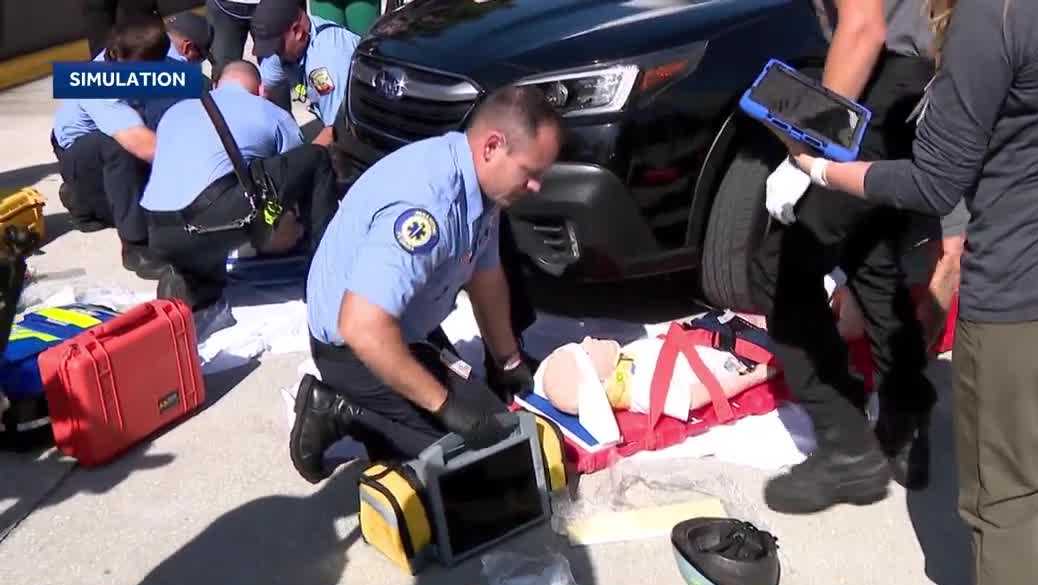Central Florida emergency crews conduct car, e-bike crash simulation