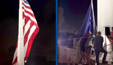 Cape Coral's 250-foot American flag returns after damage forced it down | Lee County