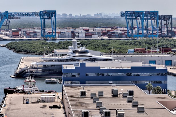 Mark Zuckerberg’s super yacht “Launchpad” docked in the commercial pier of Port Everglades in Fort Lauderdale, Florida