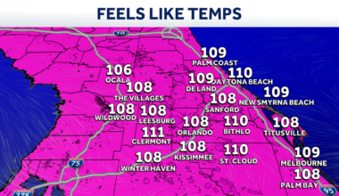 Feels-like temps reaching 111 degrees in Central Florida