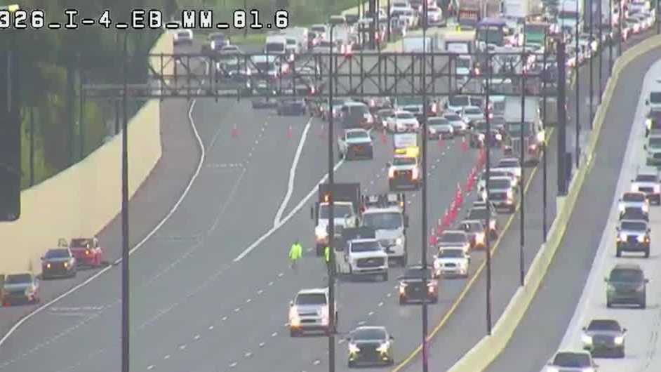 Multi-vehicle crash blocking lanes on I-4 westbound in Orange County