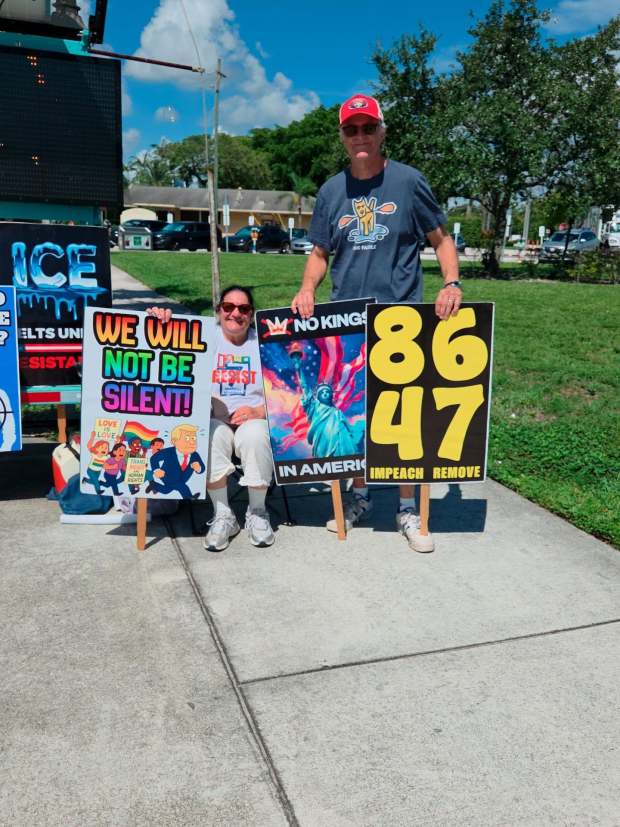 A scene from a recent grass-roots protest in Wilton Manors (Trisha Wiggins Bordenkircher/Courtesy) 