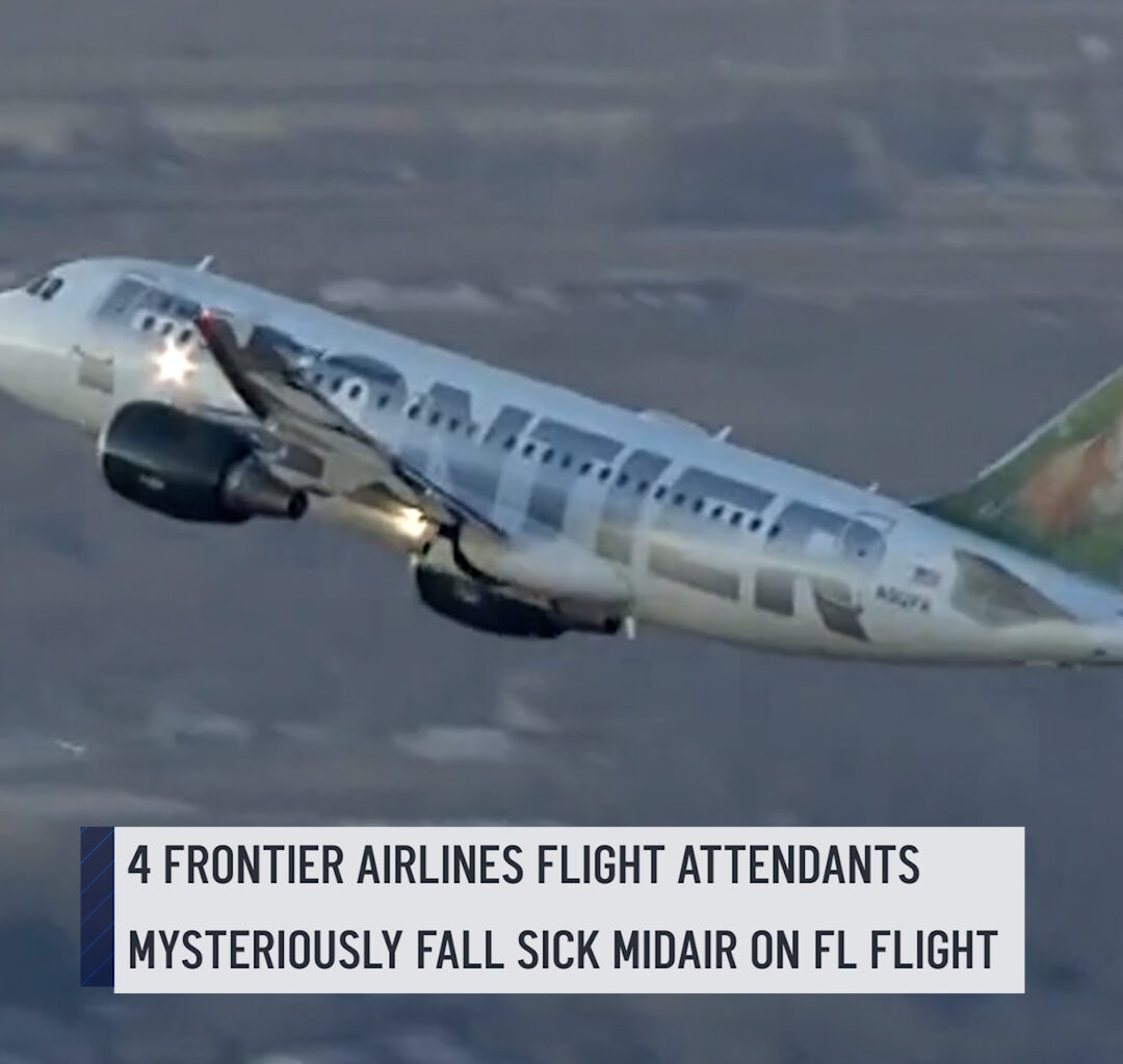A Frontier Airlines flight headed to Fort Lauderdale was met by emergency medical responders after four of the five flight attendants reportedly became sick during the flight. The flight took off from Cleveland then, midair, the pilots contacted air traffic control and requested medical responders to meet the plane when it landed. The pilot reported that all of the flight attendants had headaches — and four were feeling nauseous, but the mystery didn’t end there. #frontierairlines #plane #flight #sick #health