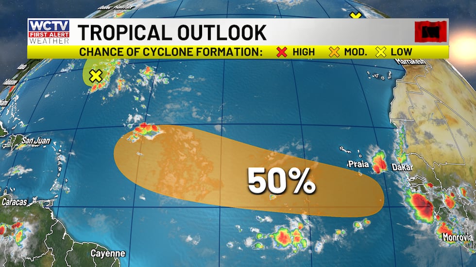 A good chance that a tropical wave organizes next week.