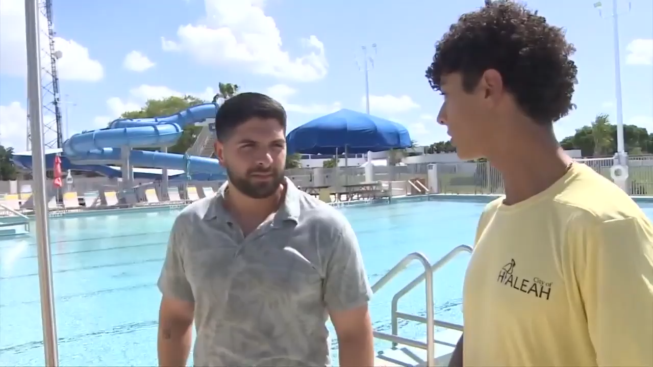 Lifeguards and Hialeah resident honored for saving elderly man experiencing medical emergency at pool - WSVN 7News | Miami News, Weather, Sports