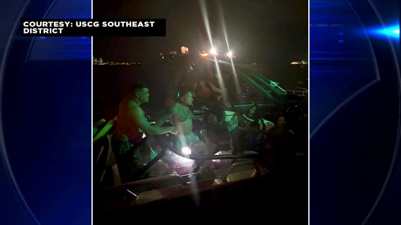 10 rescued from sinking vessel near Rickenbacker Causeway by USCG - WSVN 7News | Miami News, Weather, Sports