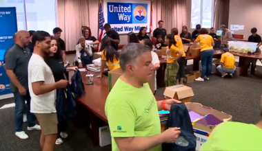 United Way Miami assemble backpacks for students and families needing back-to-school supplies - WSVN 7News | Miami News, Weather, Sports