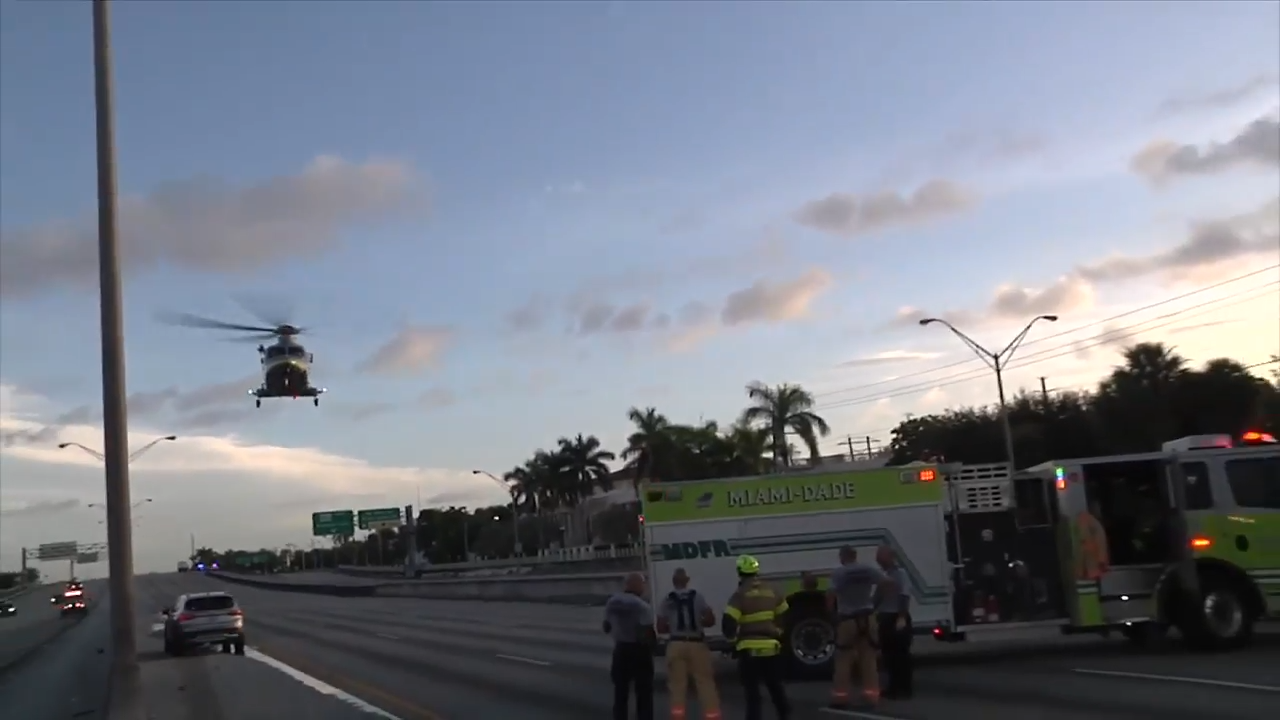 1 airlifted to hospital after rollover crash on SR 826 leads to rescue effort by good Samaritans in Miami Lakes - WSVN 7News | Miami News, Weather, Sports